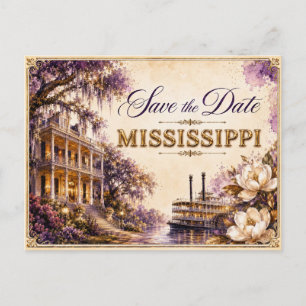 Elegant Mississippi Save the Date Wedding Invite Postcard