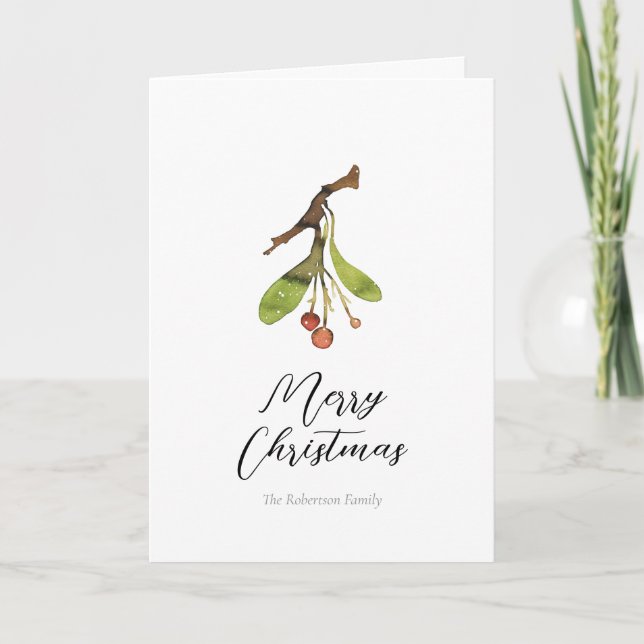 Elegant Mistletoe Christmas Card (Front)