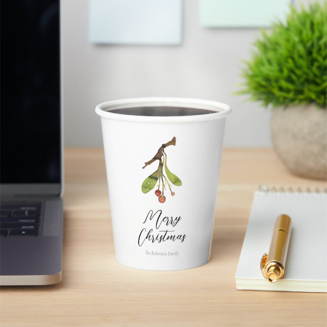 Elegant Mistletoe Christmas Paper Cups (Insitu)