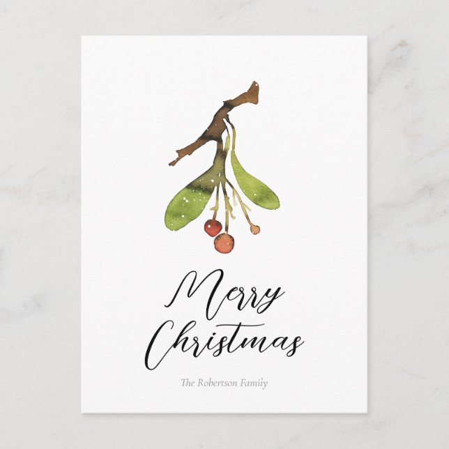 Elegant Mistletoe Christmas Postcard (Front)