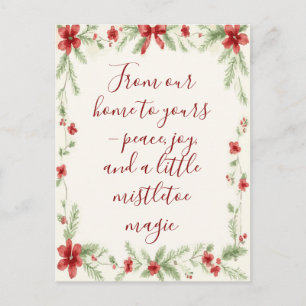 Elegant Mistletoe Frame Holiday Greeting Postcard