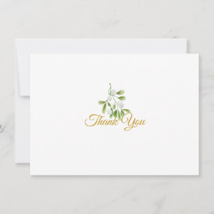 Elegant Mistletoe Greenery Gold Script Thank You Card