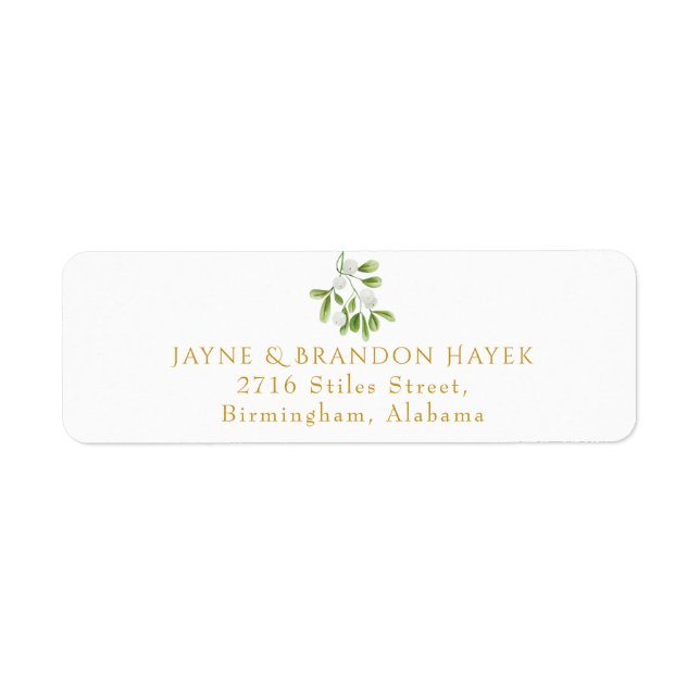 Elegant Mistletoe Greenery Return Address Label (Front)