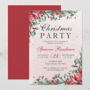 Elegant mistletoe watercolor christmas flower invitation