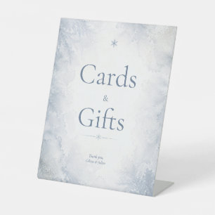 Elegant Misty Blue Winter Frosty Cards & Gifts Pedestal Sign