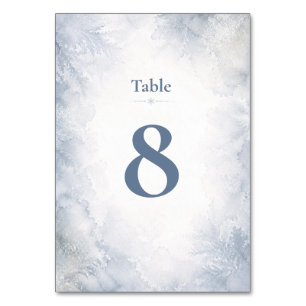Elegant Misty Blue Winter Frosty Timeless Frosty Table Number