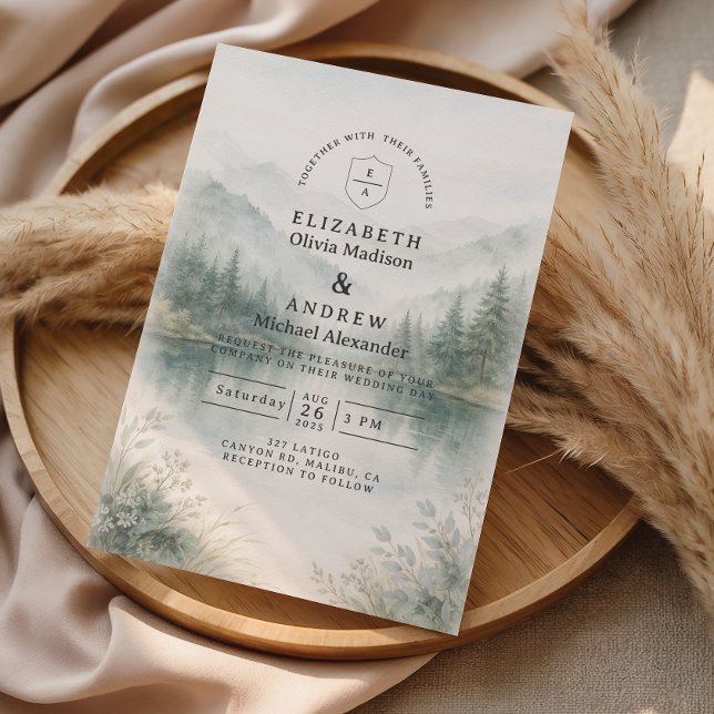 Elegant Misty Forest Mountain Wedding Invitation (Creator Uploaded)
