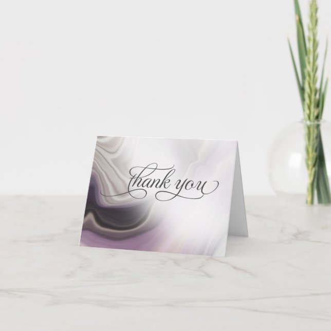 Elegant Misty Plum Marble Thank You Card (Front)