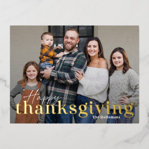Elegant Mix Foil Photo Thanksgiving Postcard