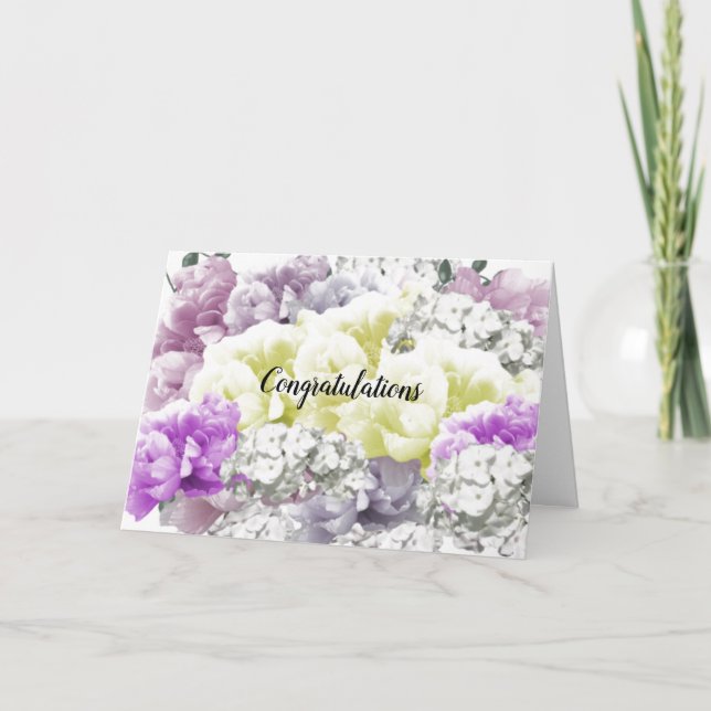 Elegant Mixed Spring Bouquet Congratulation Card (Front)