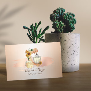 Elegant Mixer Sunflowers Rose Gold Brush Stroke Business Card