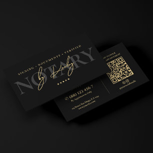 Elegant Mobile Notary Black Signing Agent Business Card