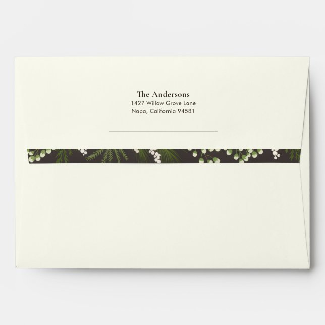 Elegant Mocha Botanical | Christmas Envelope (Back (Top Flap))