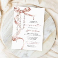 Elegant Mocha Bow & Rosary Confirmation