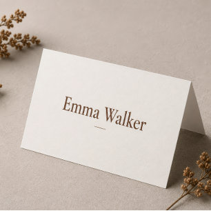 Elegant Mocha Brown Minimalist Timeless Place Card