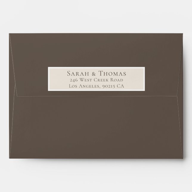 Elegant Mocha Brown Wedding Envelope (Back (Top Flap))