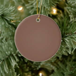 Elegant Mocha Mousse Brown Solid Christmas Ceramic Ornament