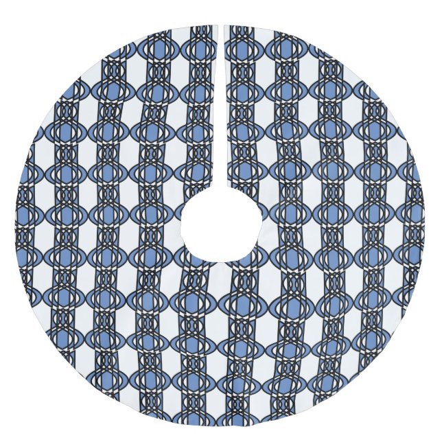 Elegant Mod Blue Abstract Scarab Pattern Brushed Polyester Tree Skirt (Front)