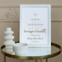 Elegant Mod Champagne Retro Bridal Shower Welcome