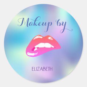 Elegant Moder Girly Lips Holographic Classic Round Sticker