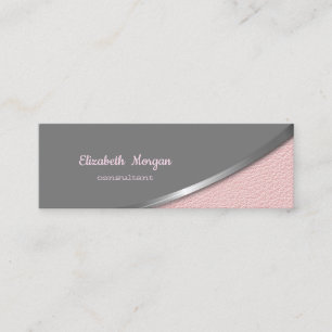 Elegant  Moder Silver Pink Leather Look Mini Business Card