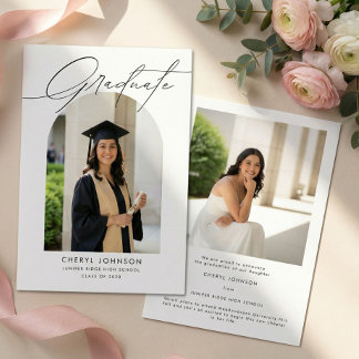 Elegant Modern 2 Photo Graduation Announcement