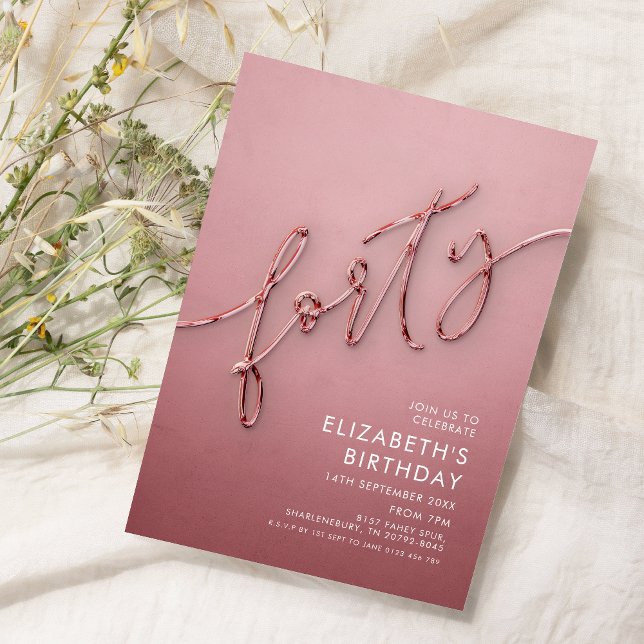 Elegant Modern 40th Birthday  Invitation (Creator Uploaded)