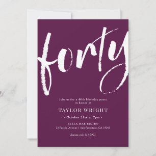 Elegant Modern 40th Birthday Party Invitation