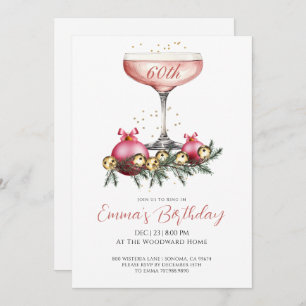 Elegant Modern 60th Christmas Birthday Party Invitation