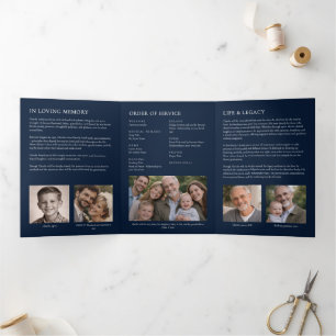 Elegant Modern 7-Photo Celebration of Life Funeral Tri-Fold Programme