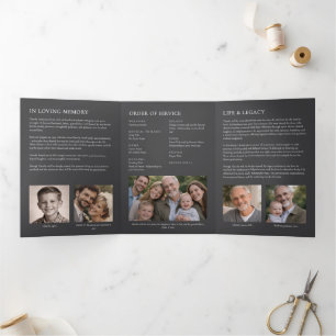 Elegant Modern 7-Photo Celebration of Life Funeral Tri-Fold Programme