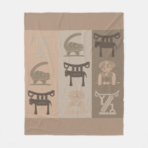 Elegant Modern Abstract African Symbols Motifs art Fleece Blanket