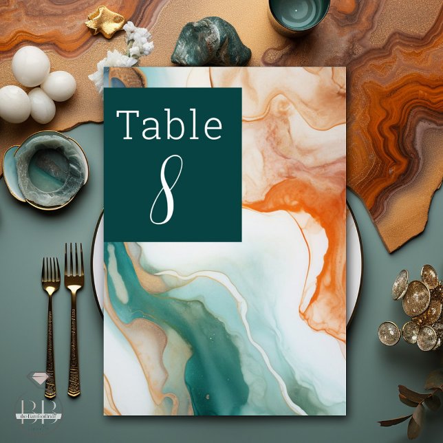 Elegant Modern Abstract Agate Jade Terracotta Table Number (Creator Uploaded)