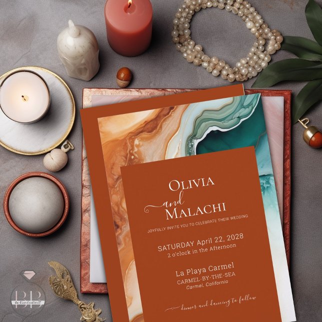 Elegant Modern Abstract Agate Terracotta Invitation (Creator Uploaded)