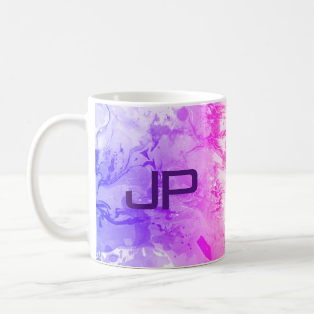 Elegant Modern Abstract Art Blue Pink Purple Yello Coffee Mug (Left)