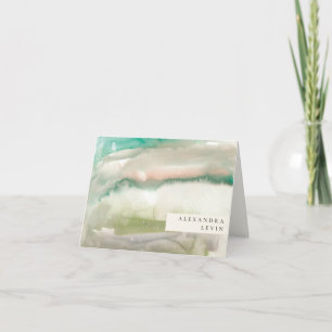 Elegant Modern Abstract Art Emerald Green Name Note Card