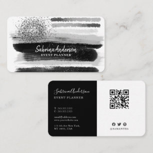 Elegant Modern Abstract Black and White Business Card