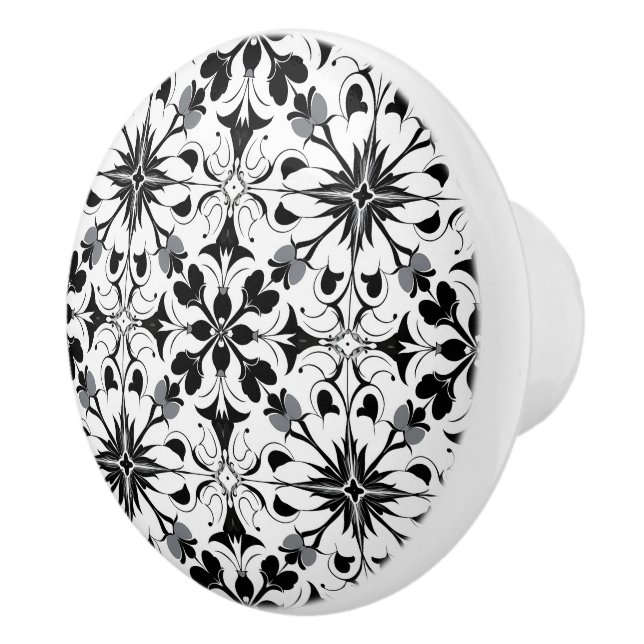 Elegant Modern Abstract Black White Pattern  Ceramic Knob (Right)