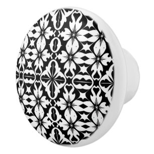 Elegant Modern Abstract Black White Pattern  Ceramic Knob
