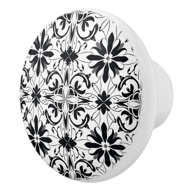 Elegant Modern Abstract Black White Pattern Ceramic Knob (Right)