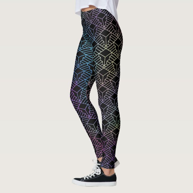 Elegant Modern Abstract Colourful Art Deco Pattern Leggings (Left)