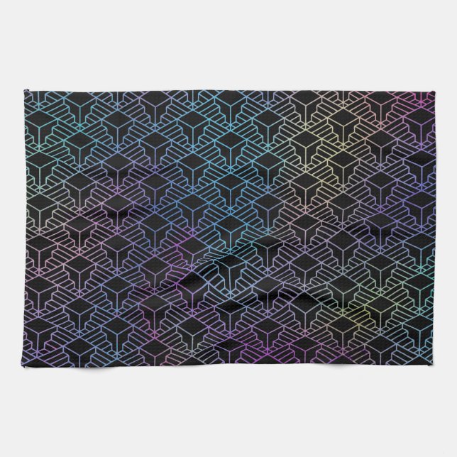 Elegant Modern Abstract Colourful Art Deco Pattern Tea Towel (Horizontal)