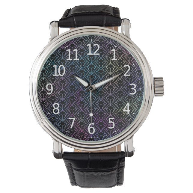 Elegant Modern Abstract Colourful Art Deco Pattern Watch (Front)