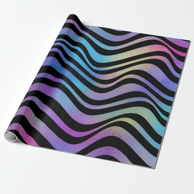 Elegant Modern Abstract Colourful Glitter Waves | Wrapping Paper (Unrolled)