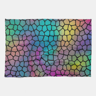 Elegant Modern Abstract Colourful Mosaic Pattern Tea Towel