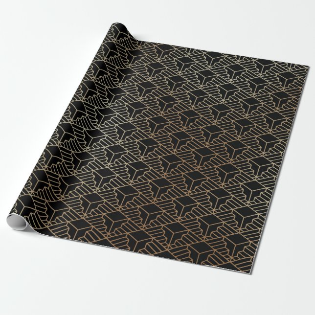 Elegant Modern Abstract Gold Art Deco Pattern | Wrapping Paper (Unrolled)