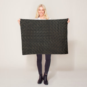 Elegant Modern Abstract Gold Basket Weave Pattern Fleece Blanket