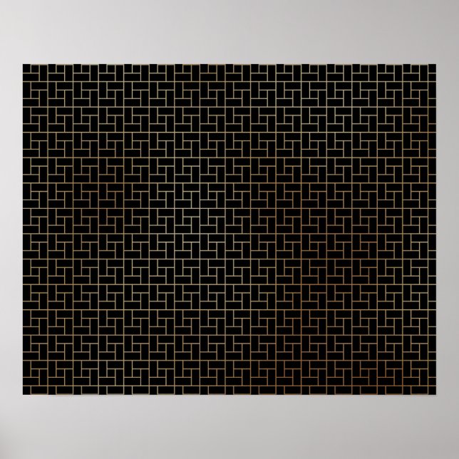 Elegant Modern Abstract Gold Basket Weave Pattern Poster (Front)