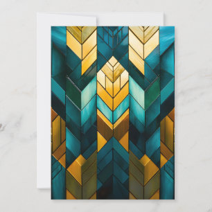 Elegant Modern Abstract Gold Teal Geometric Announcement