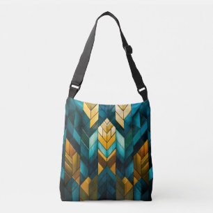 Elegant Modern Abstract Gold Teal Geometric Crossbody Bag
